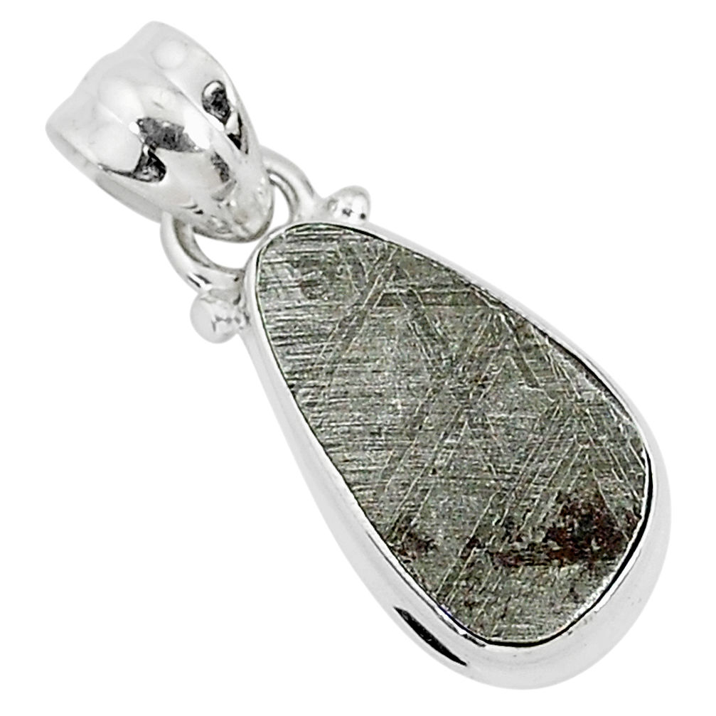 925 sterling silver 7.29cts natural grey meteorite gibeon pendant jewelry r95325