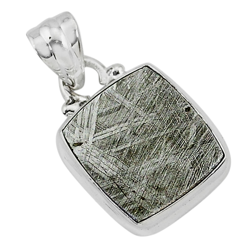 925 sterling silver 9.33cts natural grey meteorite gibeon pendant jewelry r95329