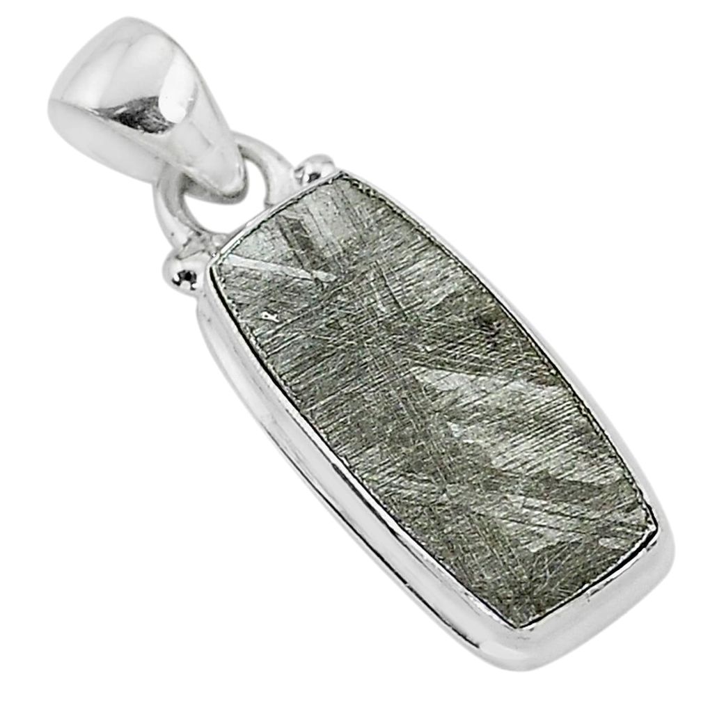 925 sterling silver 7.34cts natural grey meteorite gibeon pendant jewelry r95353