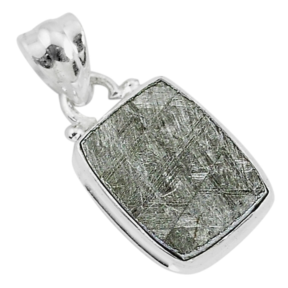 925 sterling silver 8.14cts natural grey meteorite gibeon pendant jewelry r95356