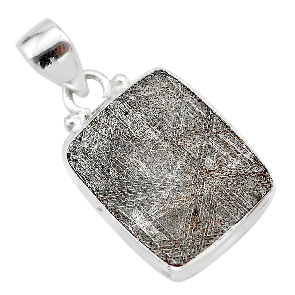 925 sterling silver 10.10cts natural grey meteorite gibeon pendant t29086