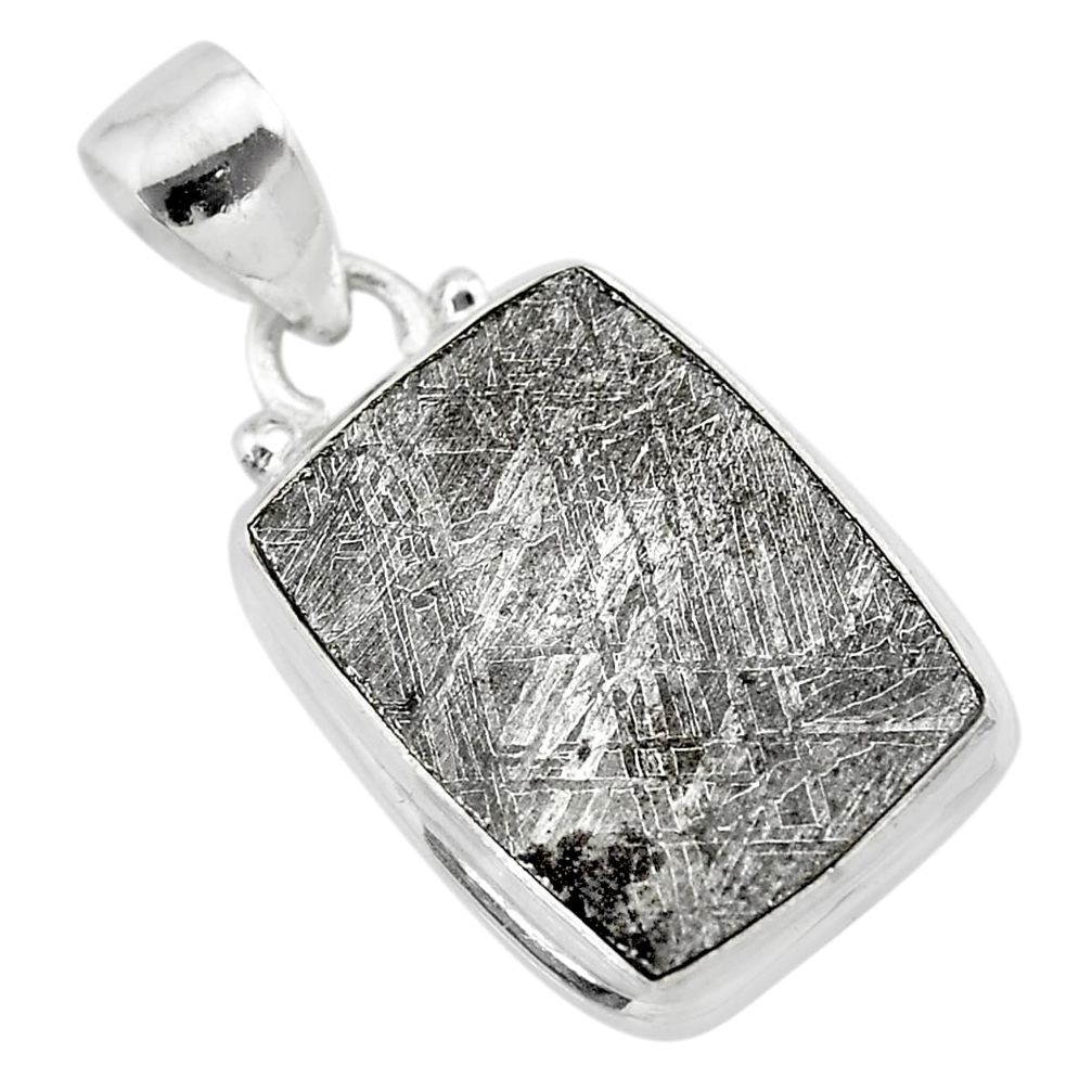 925 sterling silver 11.57cts natural grey meteorite gibeon pendant t29147