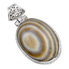 925 sterling silver 20.33cts natural grey striped flint ohio oval pendant y20846
