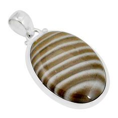 925 sterling silver 18.88cts natural grey striped flint ohio oval pendant y4991