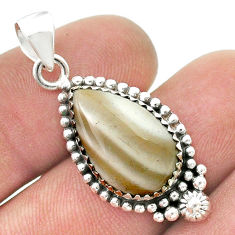 925 sterling silver 8.03cts natural grey striped flint ohio pear pendant u45627