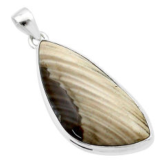 925 sterling silver 18.93cts natural grey striped flint ohio pendant u40553