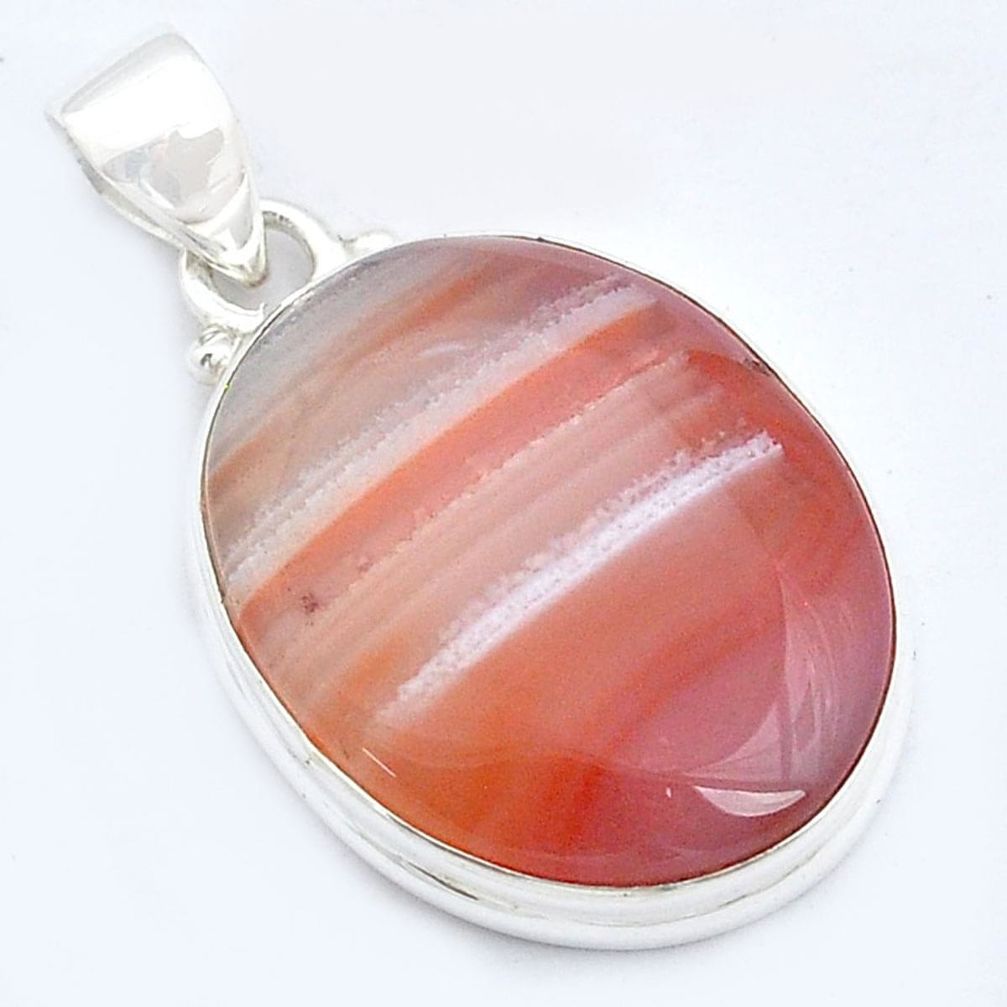 925 sterling silver 16.87cts natural honey botswana agate pendant jewelry u59559