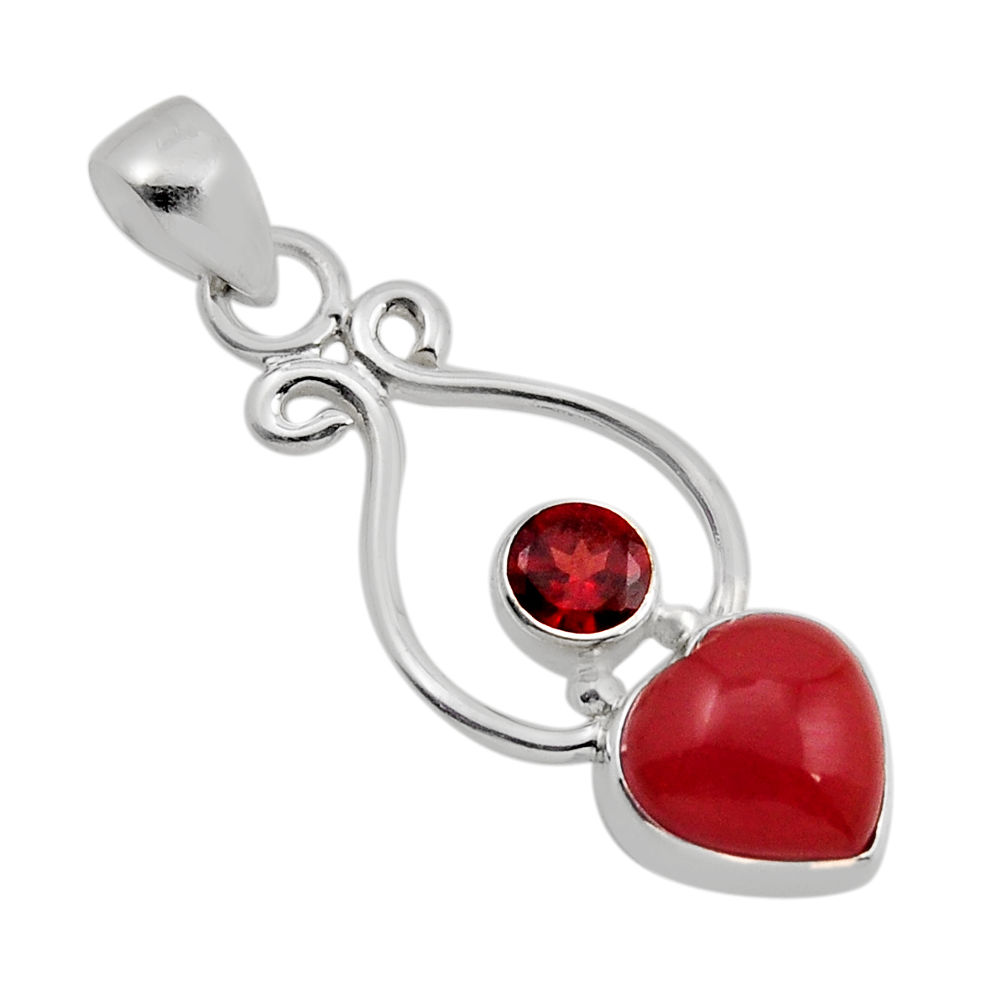 925 sterling silver 5.19cts natural honey onyx garnet pendant jewelry y90270