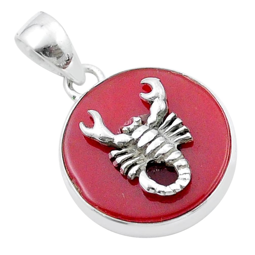 925 sterling silver 13.23cts natural honey onyx scorpion coin enamel pendant jewelry u34603