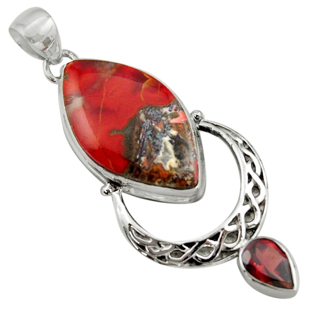 925 sterling silver 20.86cts natural jasper red garnet pendant jewelry r39140