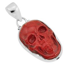 925 sterling silver 16.15cts natural jasper red skull pendant jewelry y80408
