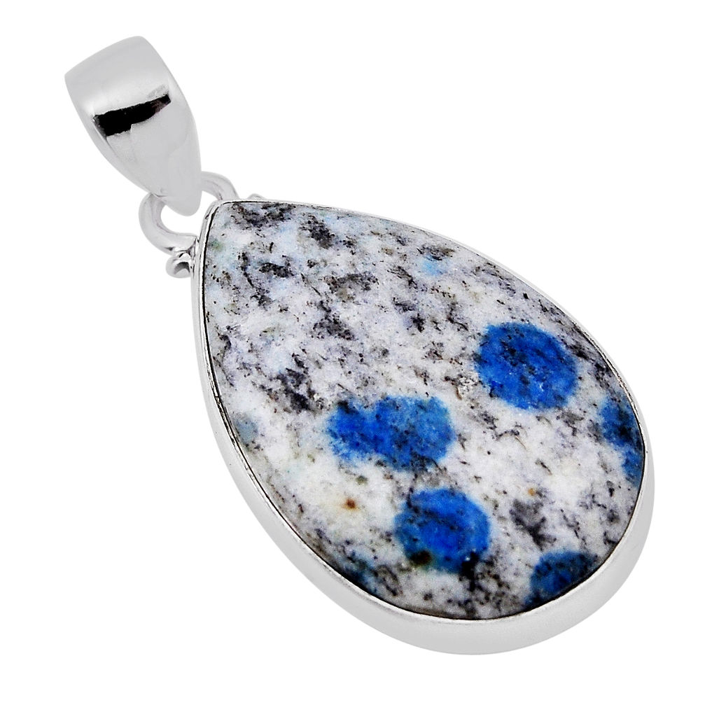 925 sterling silver 17.42cts natural k2 blue (azurite in quartz) pendant n30372