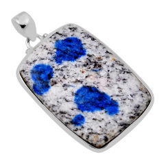 925 sterling silver 37.87cts natural k2 blue (azurite in quartz) pendant n30896