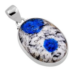 925 sterling silver 16.70cts natural k2 blue (azurite in quartz) pendant n36787