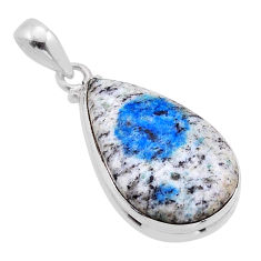 925 sterling silver 13.25cts natural k2 blue (azurite in quartz) pendant n50666