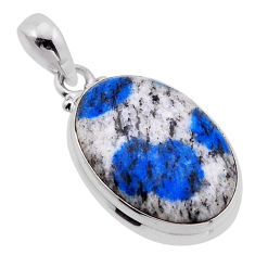 925 sterling silver 13.27cts natural k2 blue (azurite in quartz) pendant n50673