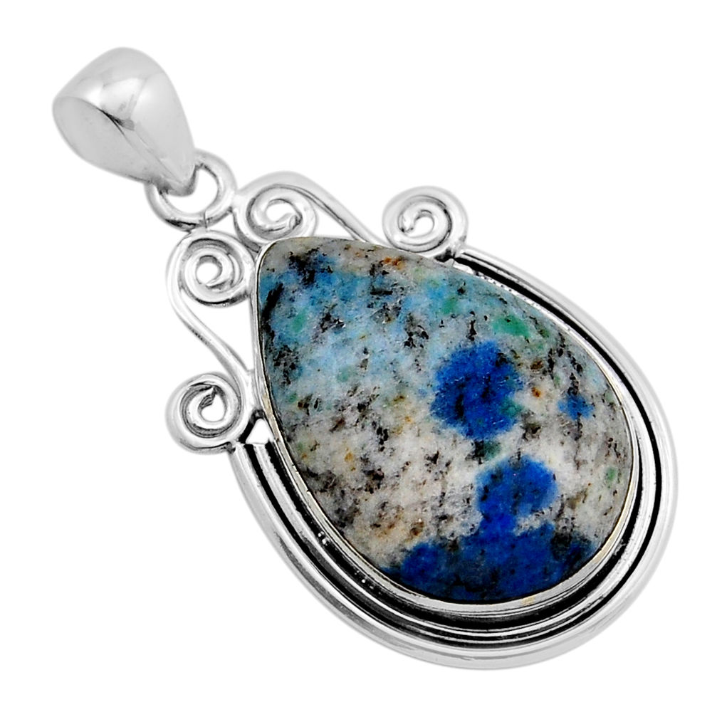 925 sterling silver 19.45cts natural k2 blue (azurite in quartz) pendant y86808