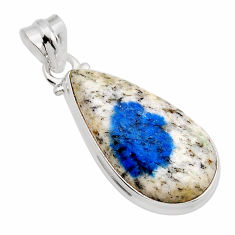 925 sterling silver 14.40cts natural k2 blue (azurite in quartz) pendant y91463