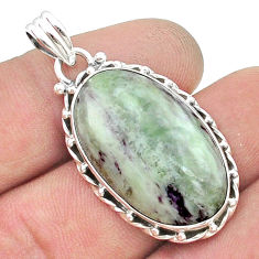 925 sterling silver 22.33cts natural kammererite oval pendant jewelry u50488
