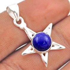 925 sterling silver 3.21cts natural lapis lazuli wicca symbol pendant t88835