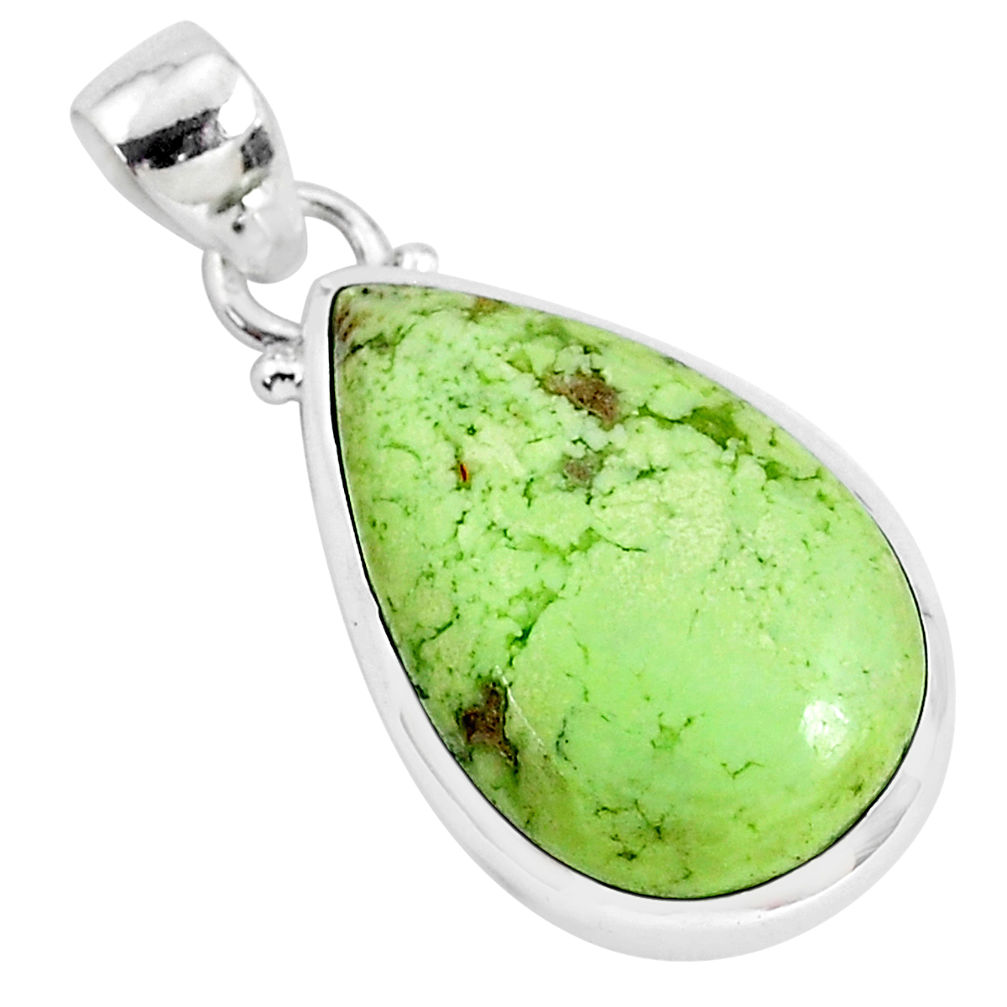 925 sterling silver 14.07cts natural lemon chrysoprase pendant jewelry r94593