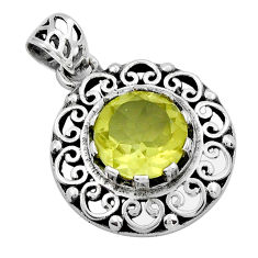 925 sterling silver 5.11cts natural lemon topaz round pendant jewelry y21791