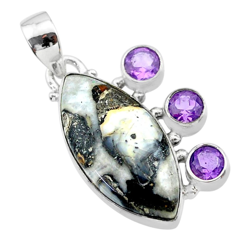 925 sterling silver 15.05cts natural malinga jasper amethyst pendant t30417