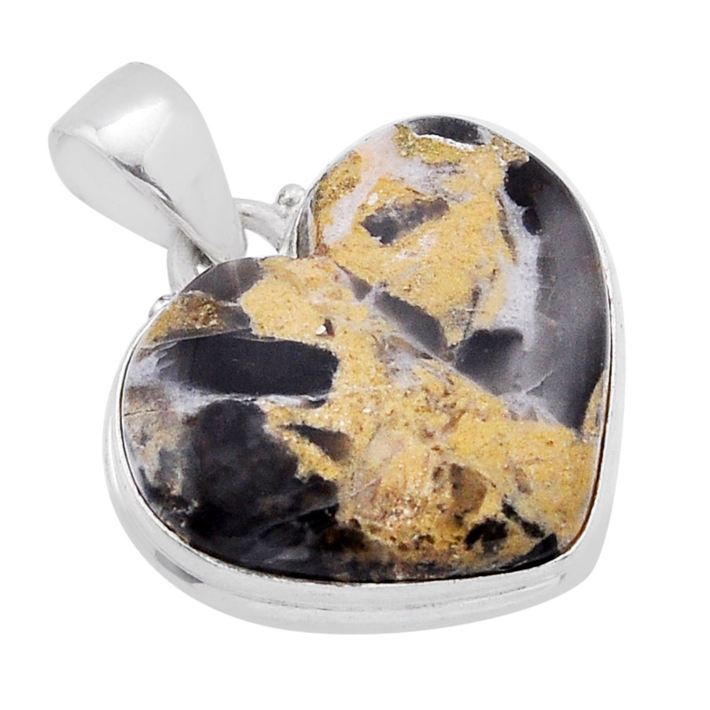 925 sterling silver 15.79cts natural malinga jasper heart pendant jewelry n51587