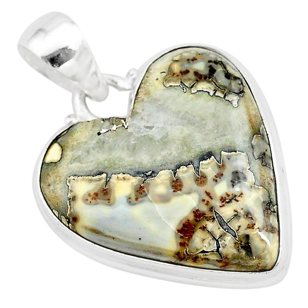 925 sterling silver 18.15cts heart malinga jasper heart pendant jewelry t22944