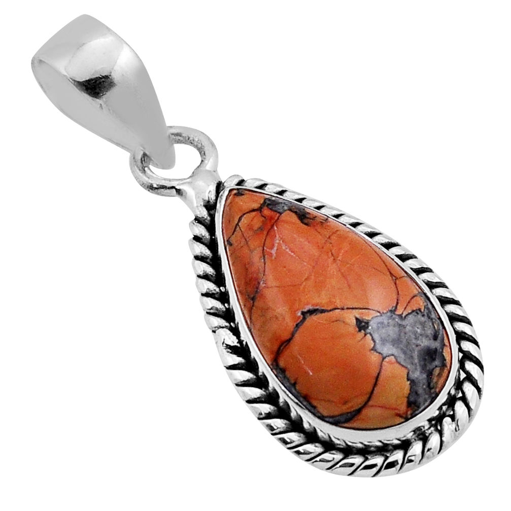 925 sterling silver 7.24cts natural malinga jasper pear pendant jewelry n40023