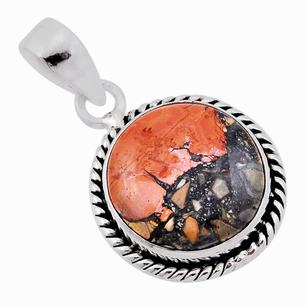 925 sterling silver 10.58cts natural malinga jasper round pendant jewelry n38096
