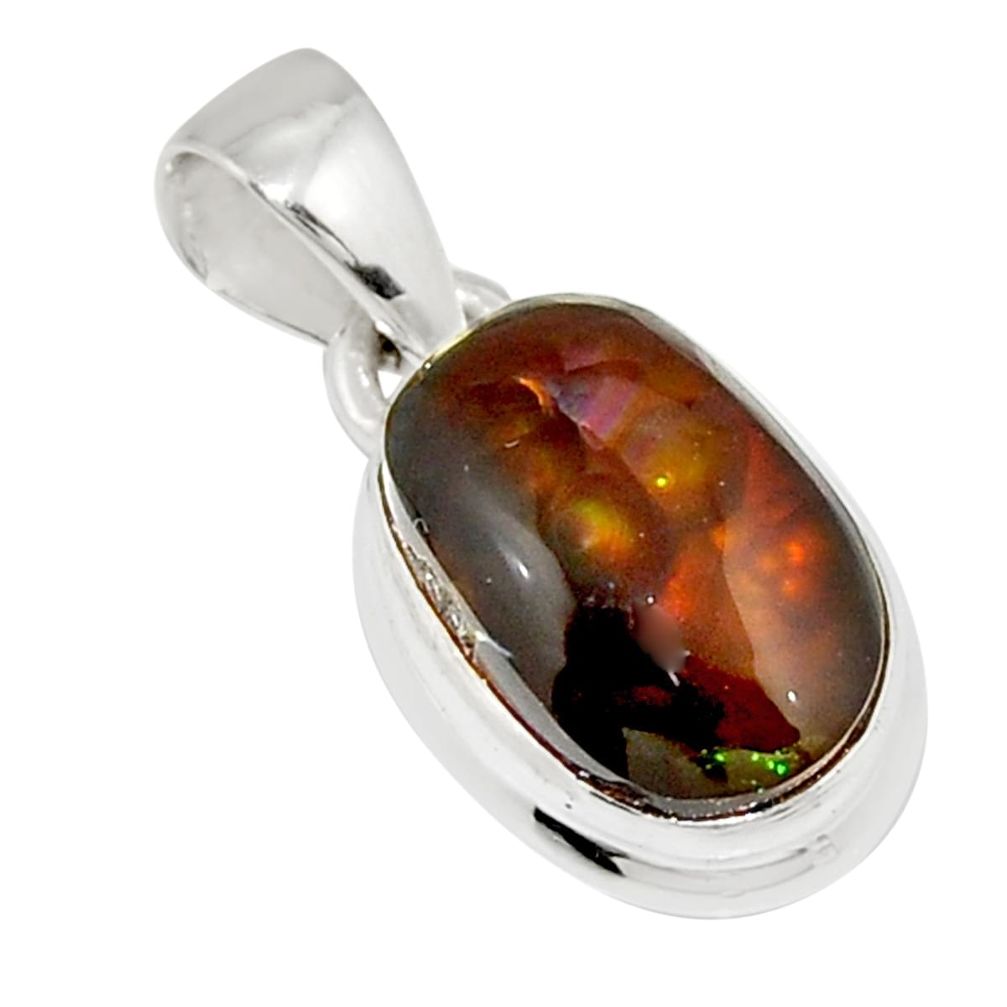 925 sterling silver 5.24cts natural mexican fire agate fancy pendant y26347