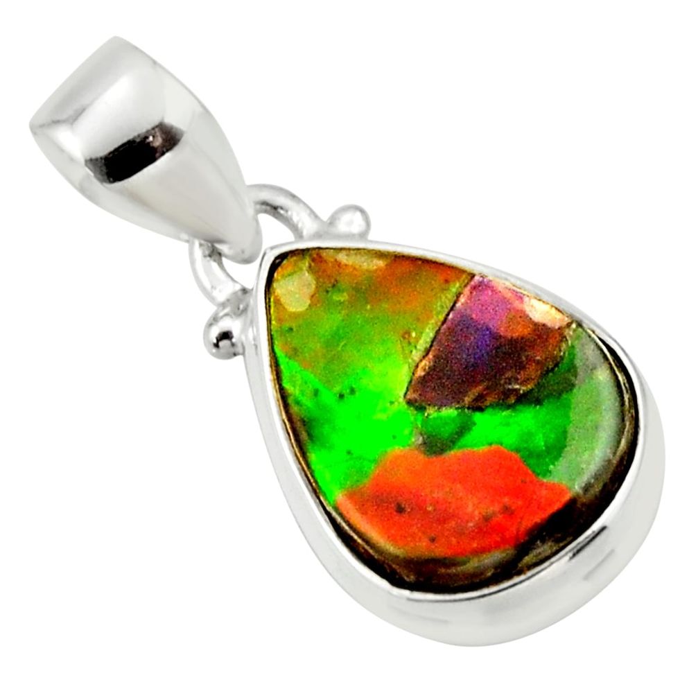 925 sterling silver 9.65cts natural multi color ammolite triplets pendant r33693