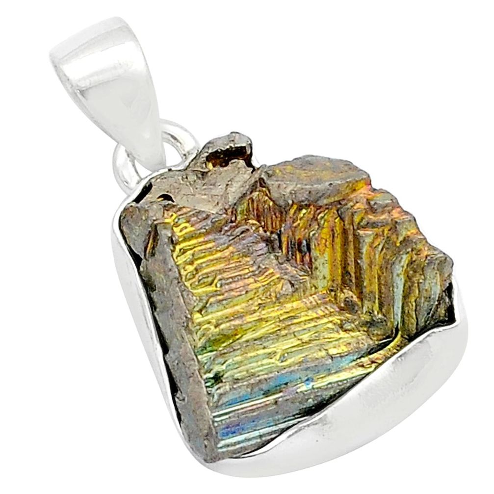 925 sterling silver 24.93cts natural multi color bismuth crystal pendant u57489