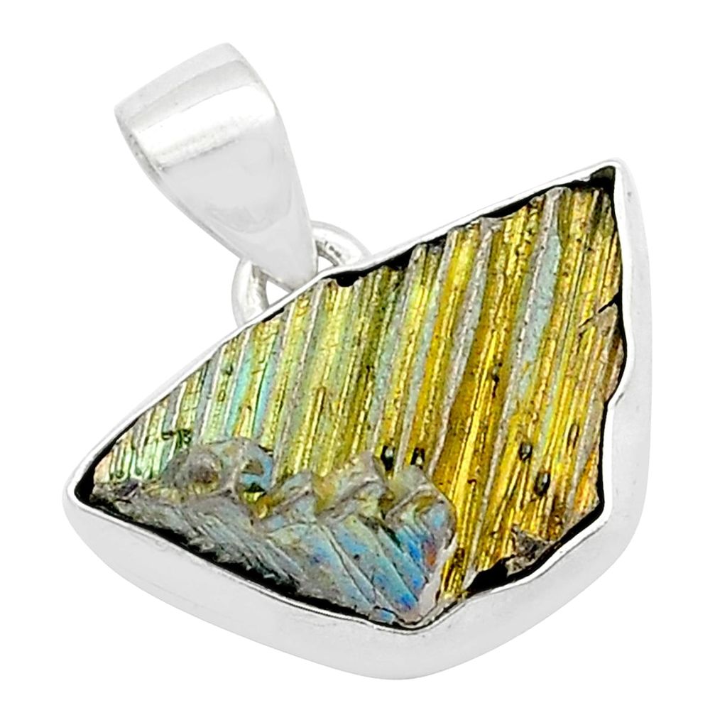 925 sterling silver 17.46cts natural multi color bismuth crystal pendant u57494