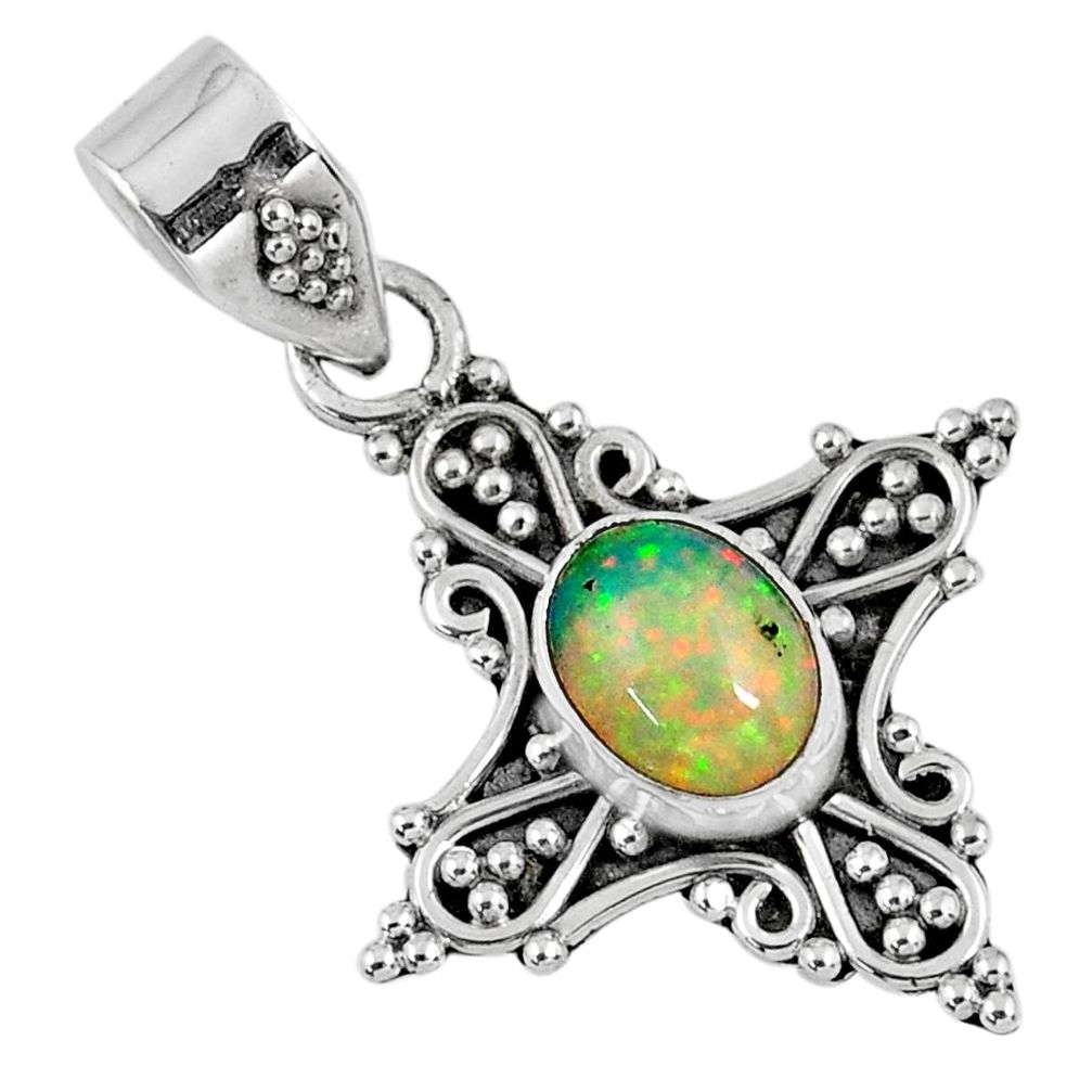 925 sterling silver 2.31cts natural multi color ethiopian opal pendant r57752
