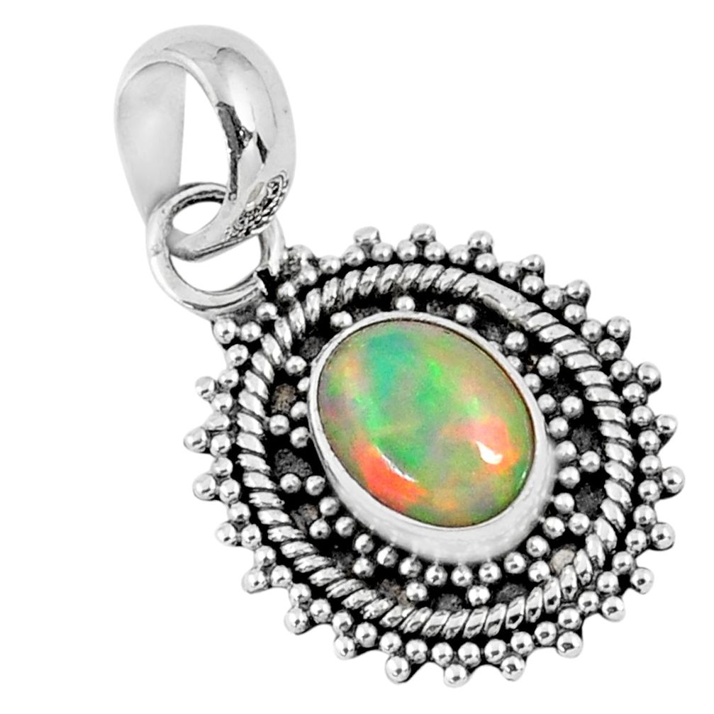 925 sterling silver 2.36cts natural multi color ethiopian opal pendant r57760