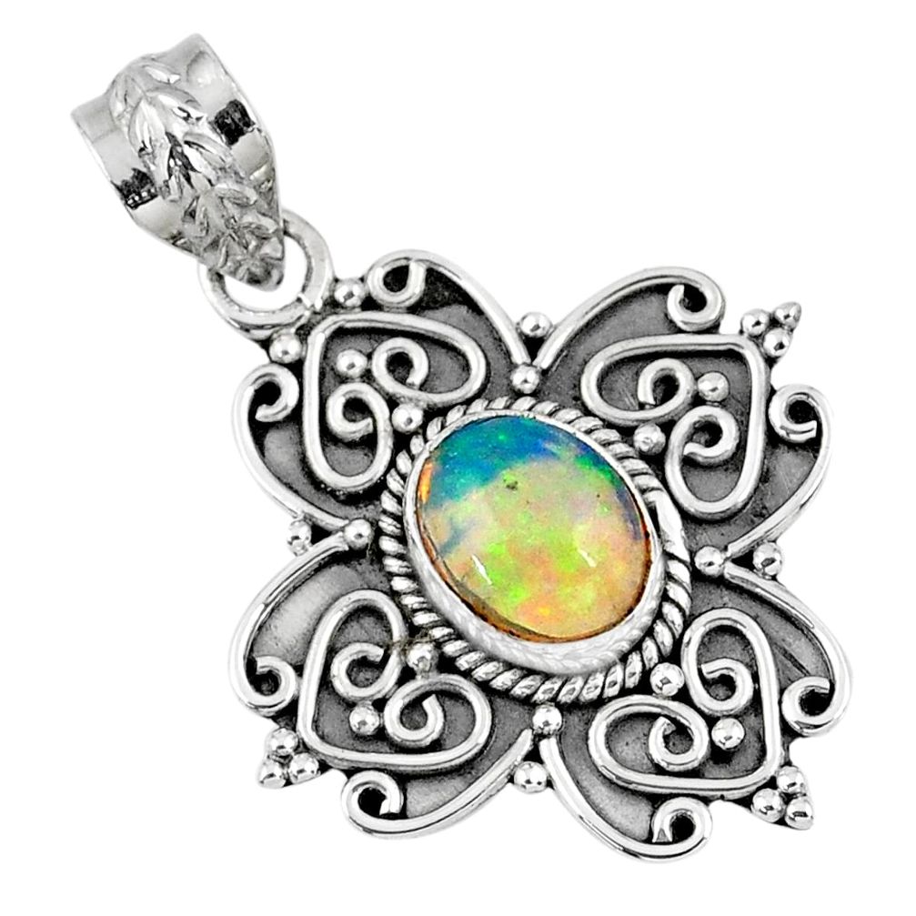 925 sterling silver 2.17cts natural multi color ethiopian opal pendant r57860