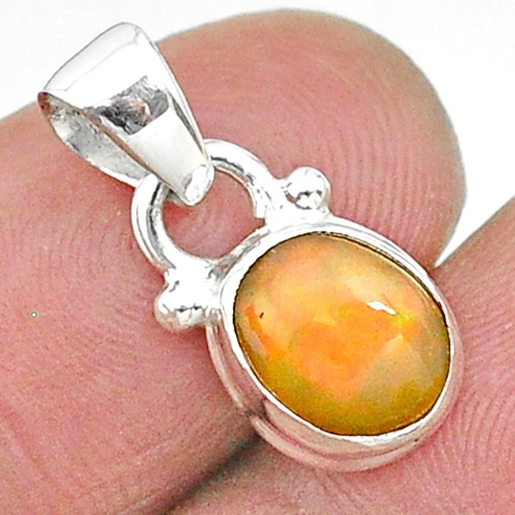 925 sterling silver 1.88cts natural multi color ethiopian opal pendant t19048