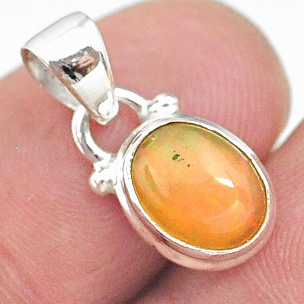 925 sterling silver 3.02cts natural multi color ethiopian opal pendant t21277