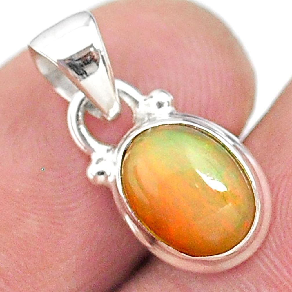 925 sterling silver 2.97cts natural multi color ethiopian opal pendant t21280