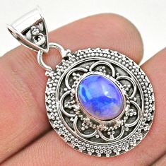 925 sterling silver 3.14cts natural multi color ethiopian opal pendant t32599