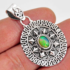 925 sterling silver 1.96cts natural multi color ethiopian opal pendant y80063