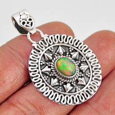 925 sterling silver 1.97cts natural multi color ethiopian opal pendant y80071