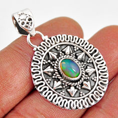 925 sterling silver 1.95cts natural multi color ethiopian opal pendant y80076
