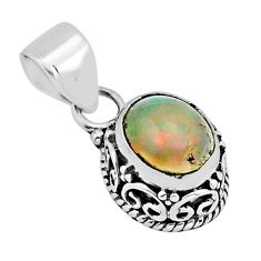925 sterling silver 3.00cts natural multi color ethiopian opal pendant y82019