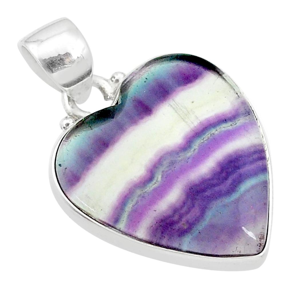 925 sterling silver 13.15cts natural multi color fluorite heart pendant t21318