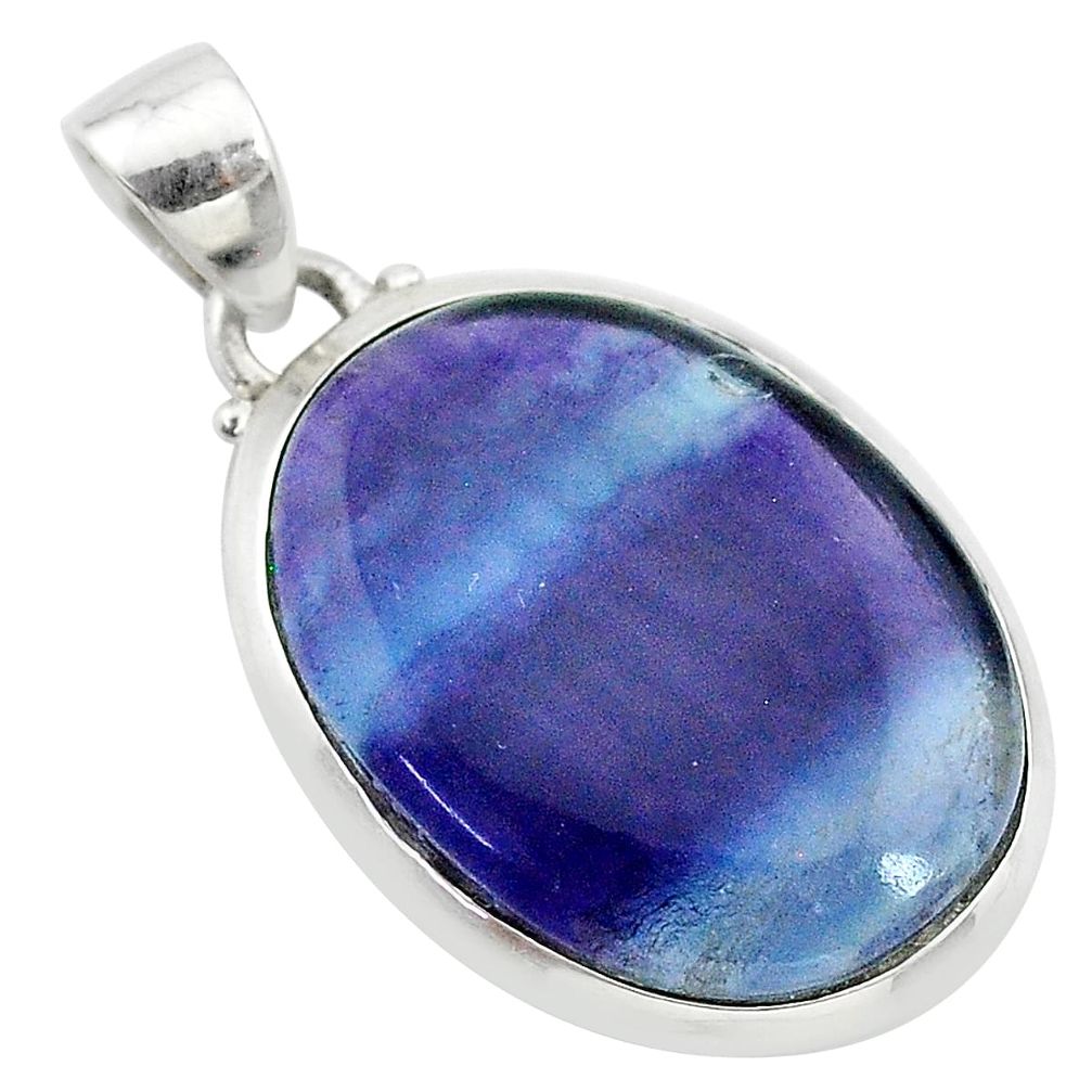 925 sterling silver 14.79cts natural multi color fluorite oval pendant t21324