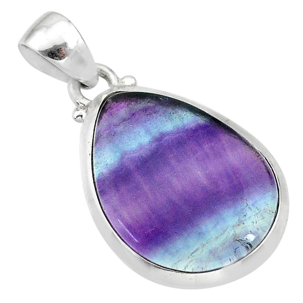 925 sterling silver 13.08cts natural multi color fluorite pear pendant t21315