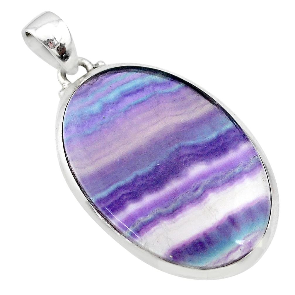 925 sterling silver 26.65cts natural multi color fluorite pendant jewelry t21367